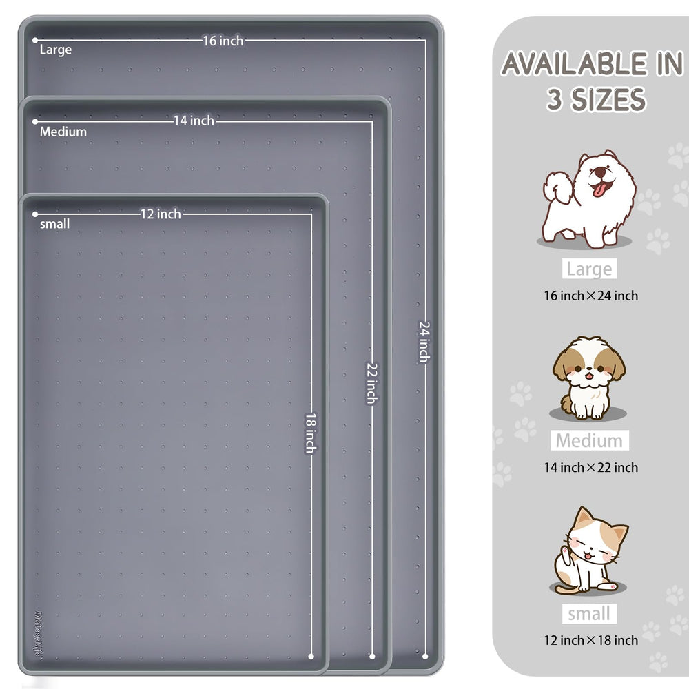 MateeyLife 22x14 raised-edge mat prevents spills and protects floors during meals.