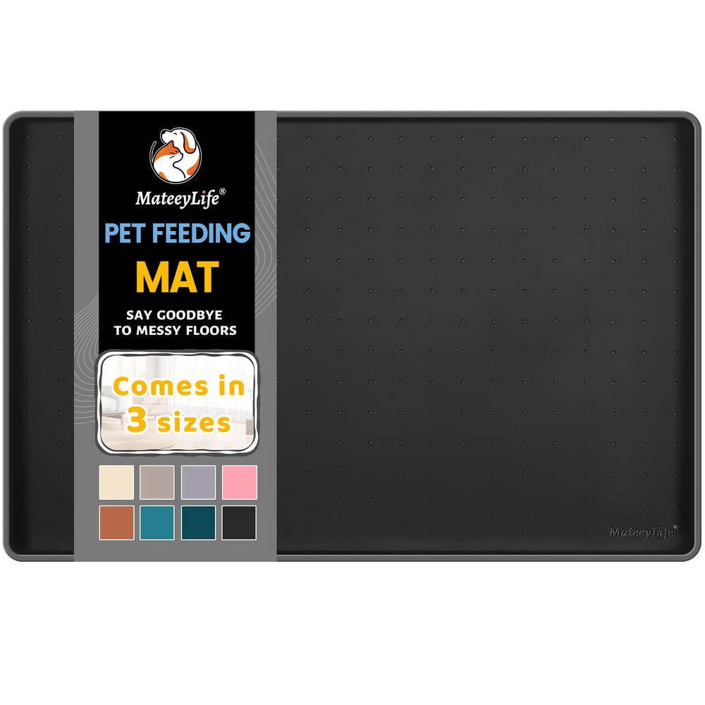 MateeyLife silicone cat & dog food mat floor waterproof with raised lip protects floors from spills.