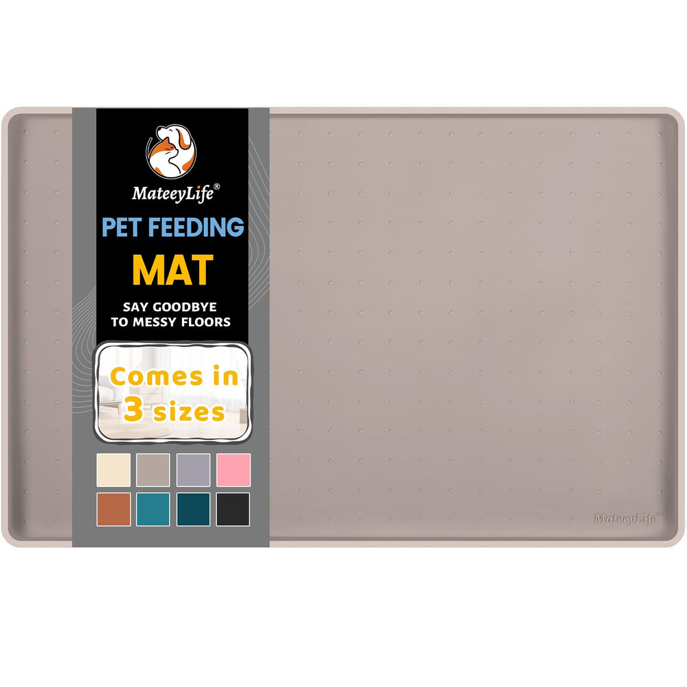 MateeyLife silicone cat and dog food mat on floor showing waterproof spill protection