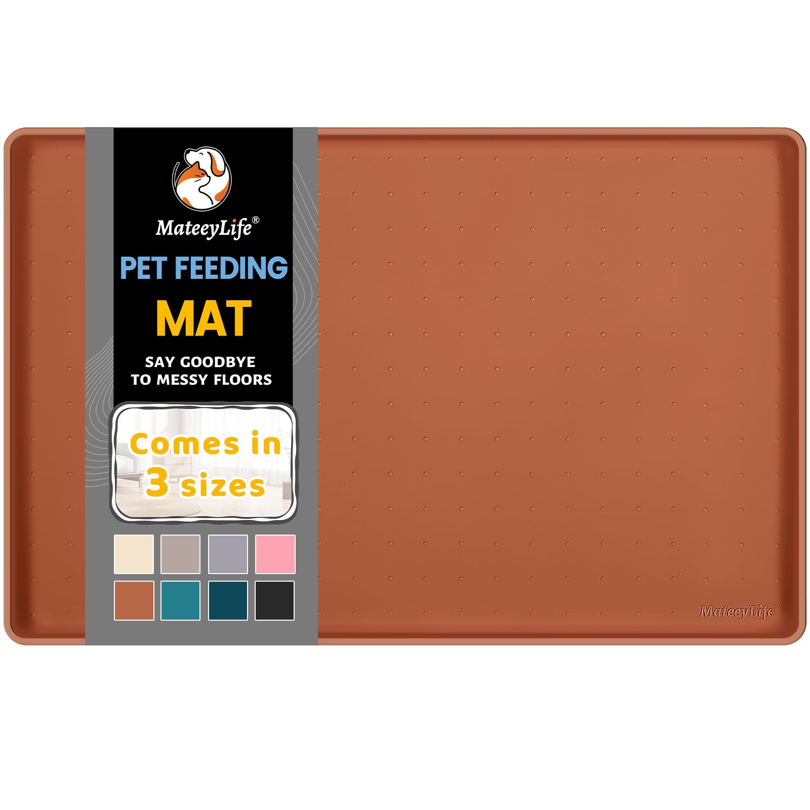 MateeyLife silicone mat on floor showing spill containment and sturdy surface