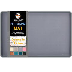 MateeyLife silicone cat and dog food mat folded for compact travel, keeps messes contained.