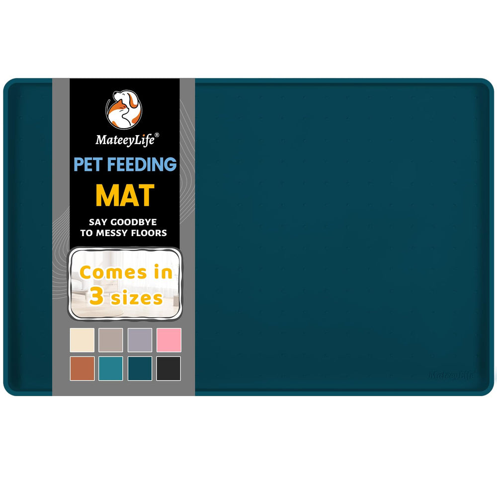 MateeyLife silicone cat and dog food mat with raised edge prevents spills