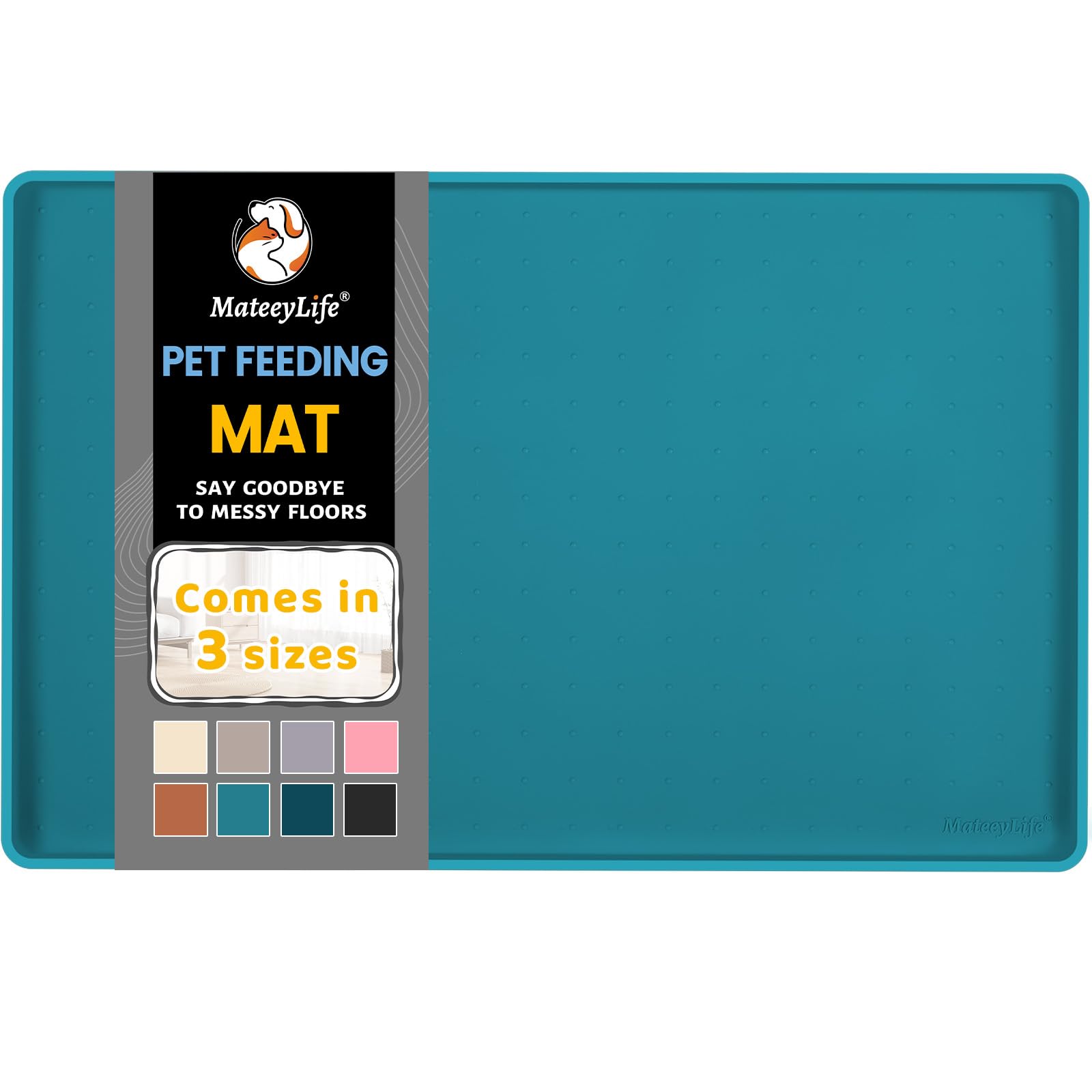 MateeyLife silicone cat and dog food mat roll-up travel keeps meals mess-free.