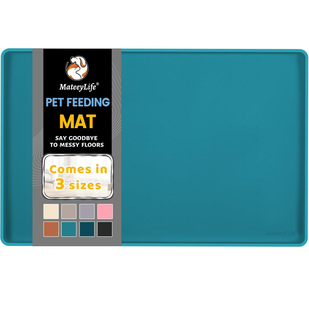 MateeyLife silicone cat and dog food mat roll-up travel keeps meals mess-free.