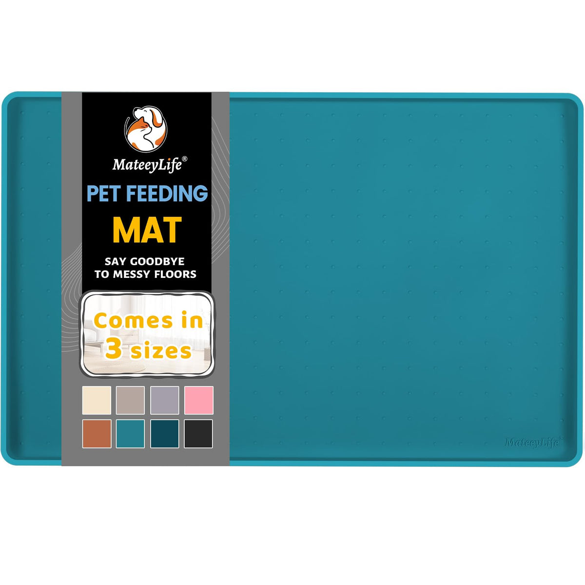MateeyLife silicone cat and dog food mat roll-up travel keeps meals mess-free.