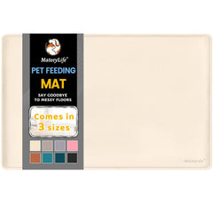 MateeyLife silicone pet mat with raised edge contains spills during meals.