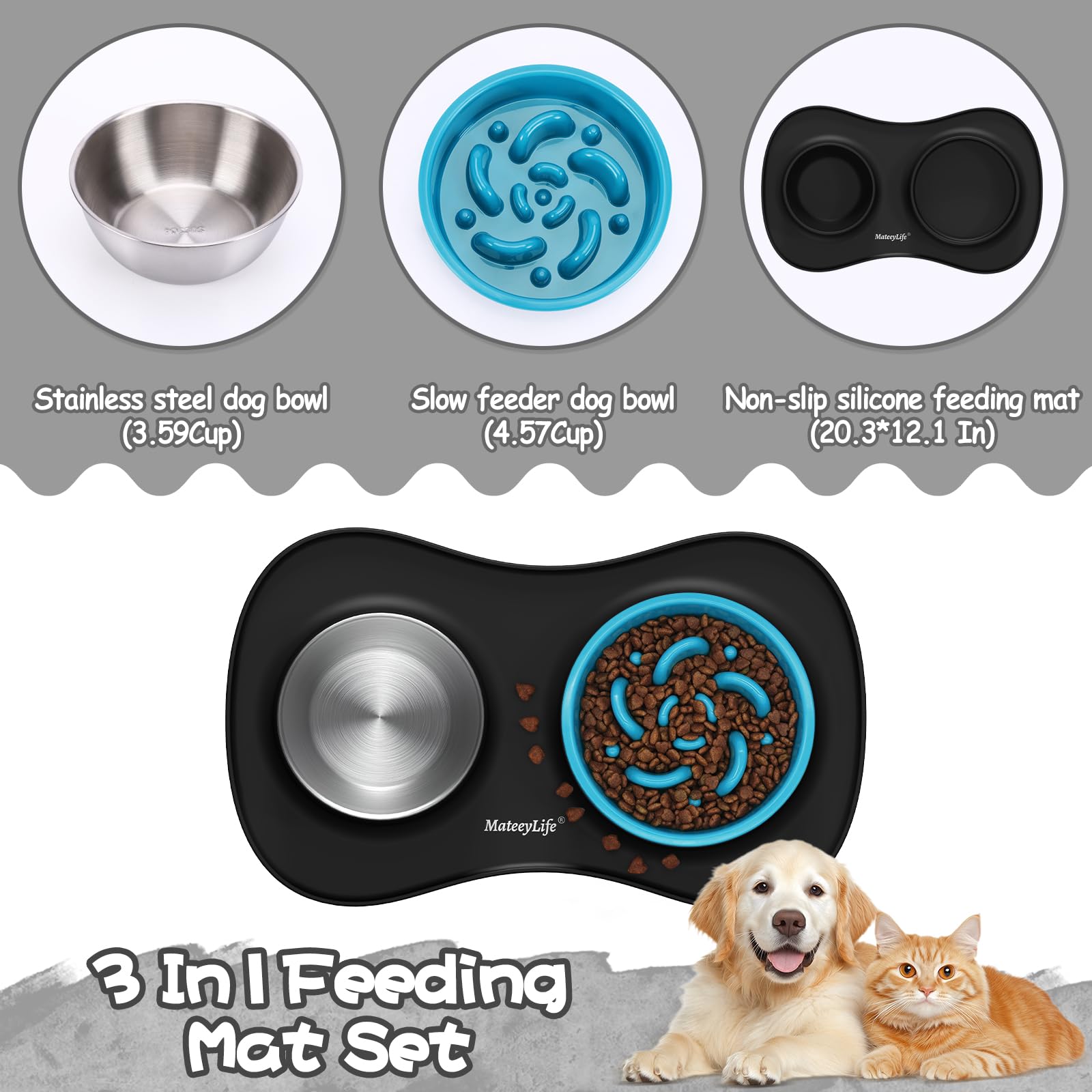 MateeyLife slow feeder bowl slows eating to support comfortable meals.