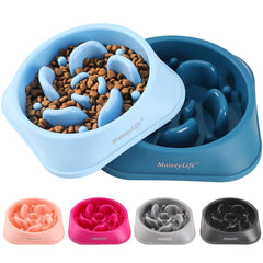 MateeyLife slow-feeder bowls top view promotes paced meals for medium dogs.