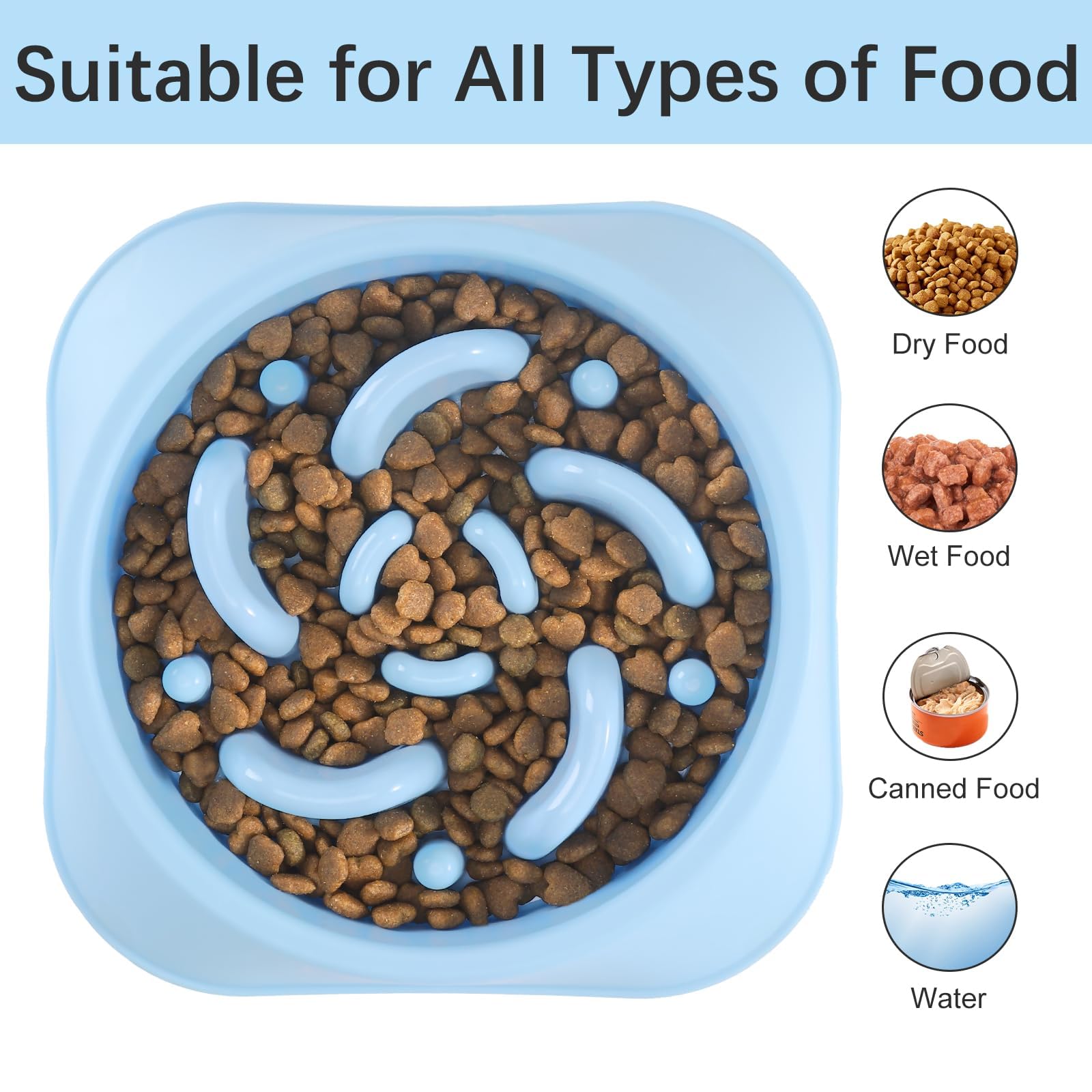 MateeyLife slow-feeder bowls PP material closeup emphasizes food safety.