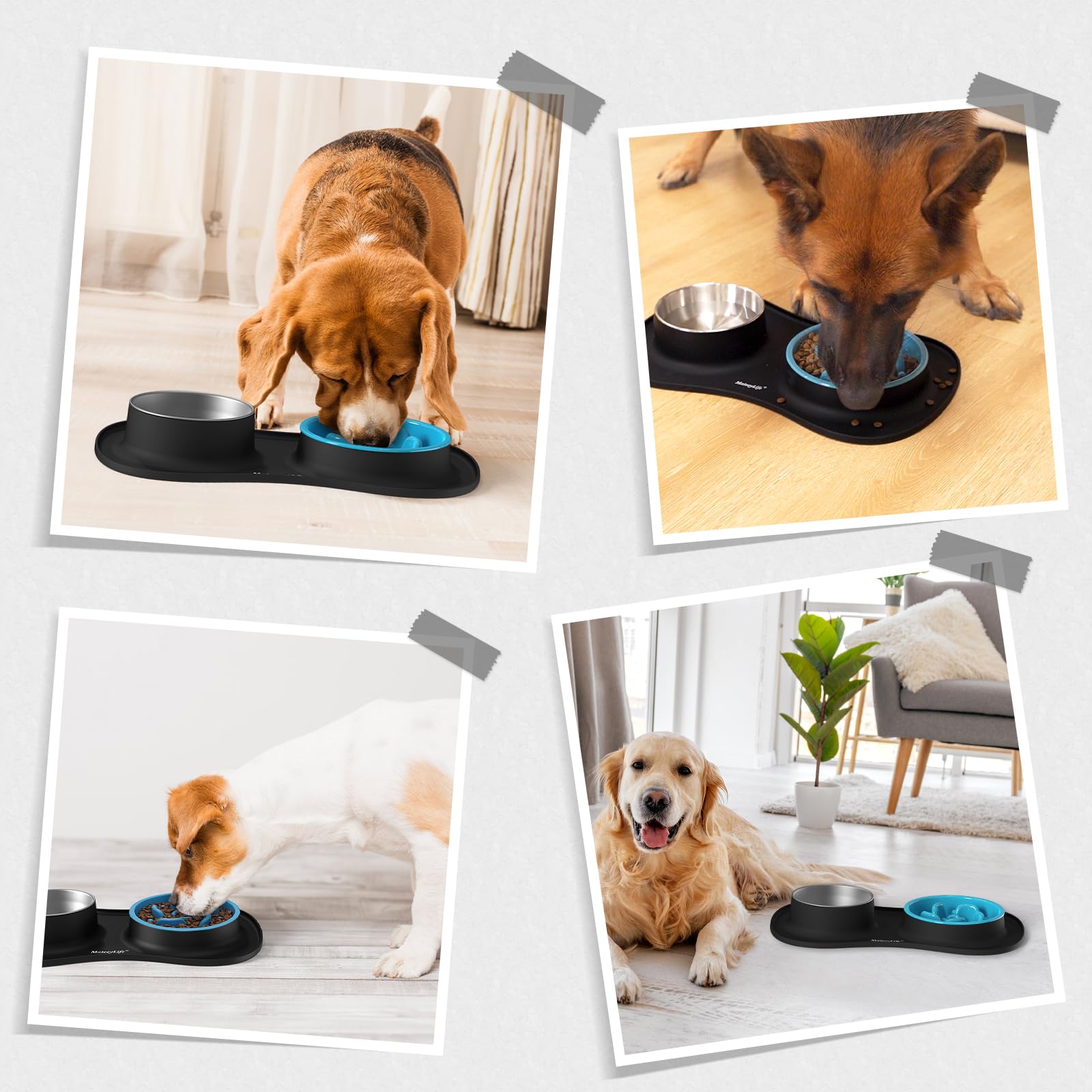 MateeyLife waterproof mat measures 51.7 by 30.8 cm to keep bowls in place.