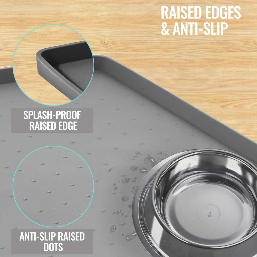MateeyLife waterproof nonslip dog bowl mat prevents spills while feeding and playing