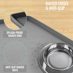 MateeyLife waterproof nonslip dog bowl mat prevents spills while feeding and playing