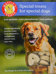 Mattie's Treats heart-shaped treats close-up, a low-sodium option for dogs with sensitive diets