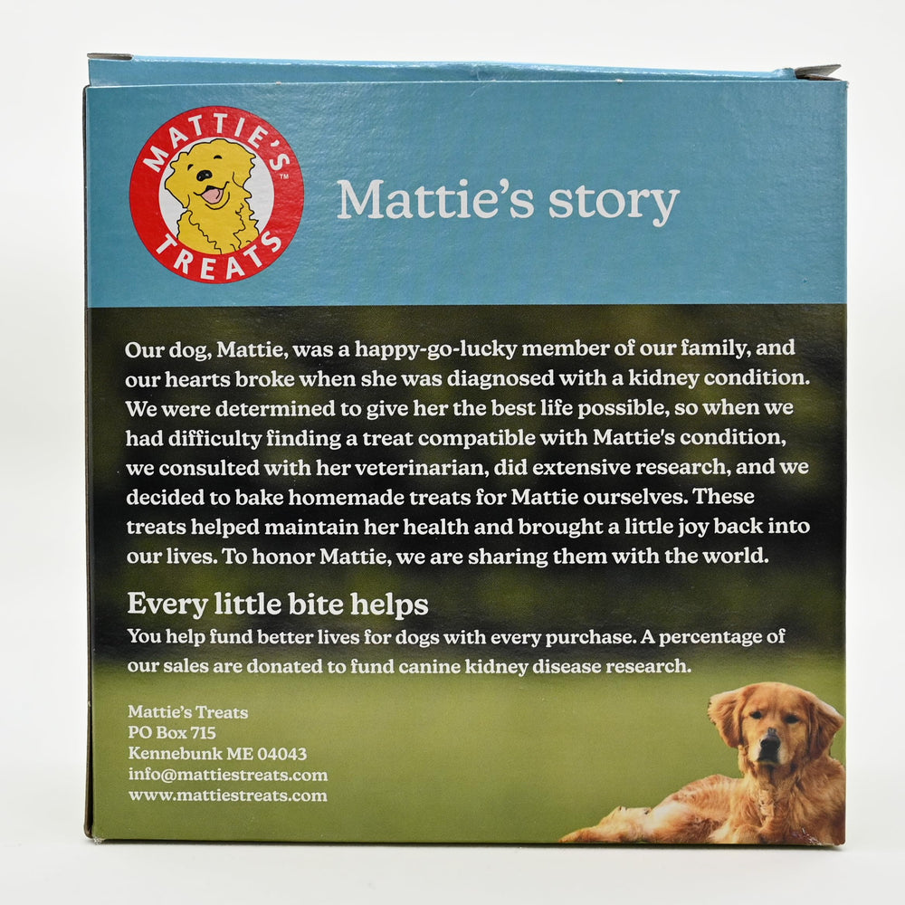 Mattie's Treats simple pumpkin and cinnamon ingredients, delivering natural flavor.