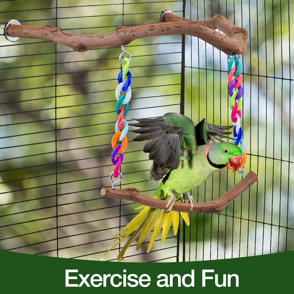 Matutinus bird chewing toy with plastic chains invites interactive texture