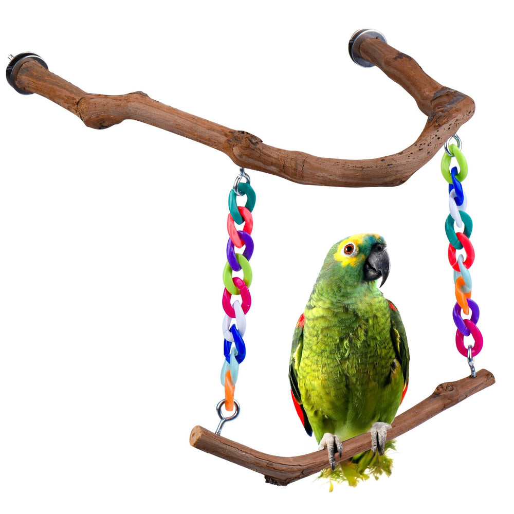 Matutinus bird swing with natural grape wood offers safe chewing and play