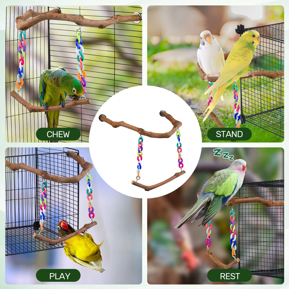 Matutinus budgie parakeet perch swing promotes balance and daily engagement