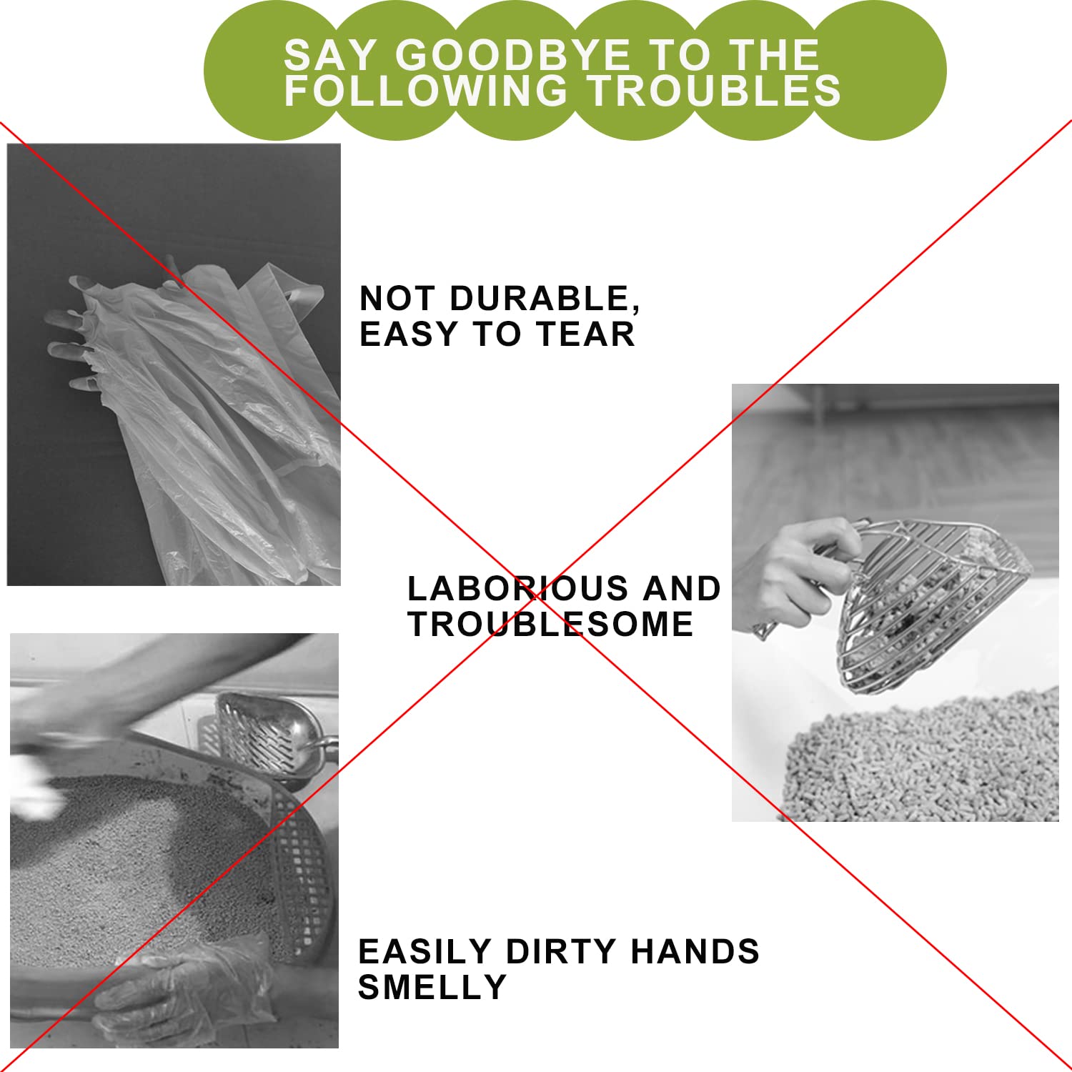 Mavere jumbo litter liners non-stick coating closeup emphasizes easy cleaning.