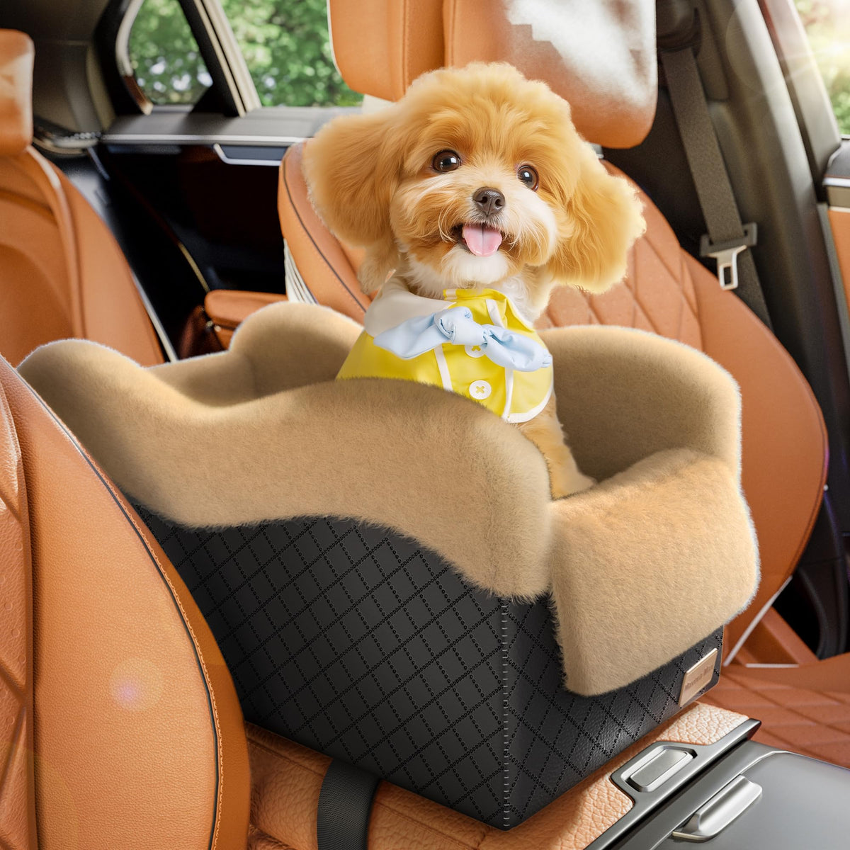 Mavora Max dog seat on the center console brings your pet closer for shared rides