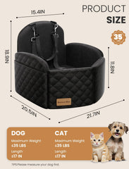 Mavora Max dog seat with harness slot shows reinforced safety.