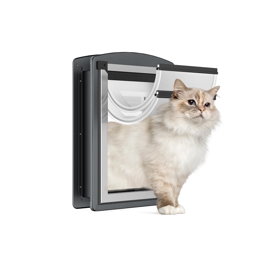 MAVRICPOWER steel large cat door exterior shows durable steel construction for outdoor use.