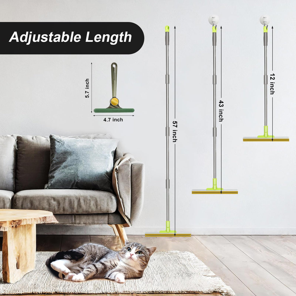 MAVRIZ 57-inch long handle reaching under sofas for easy pet hair cleanup.