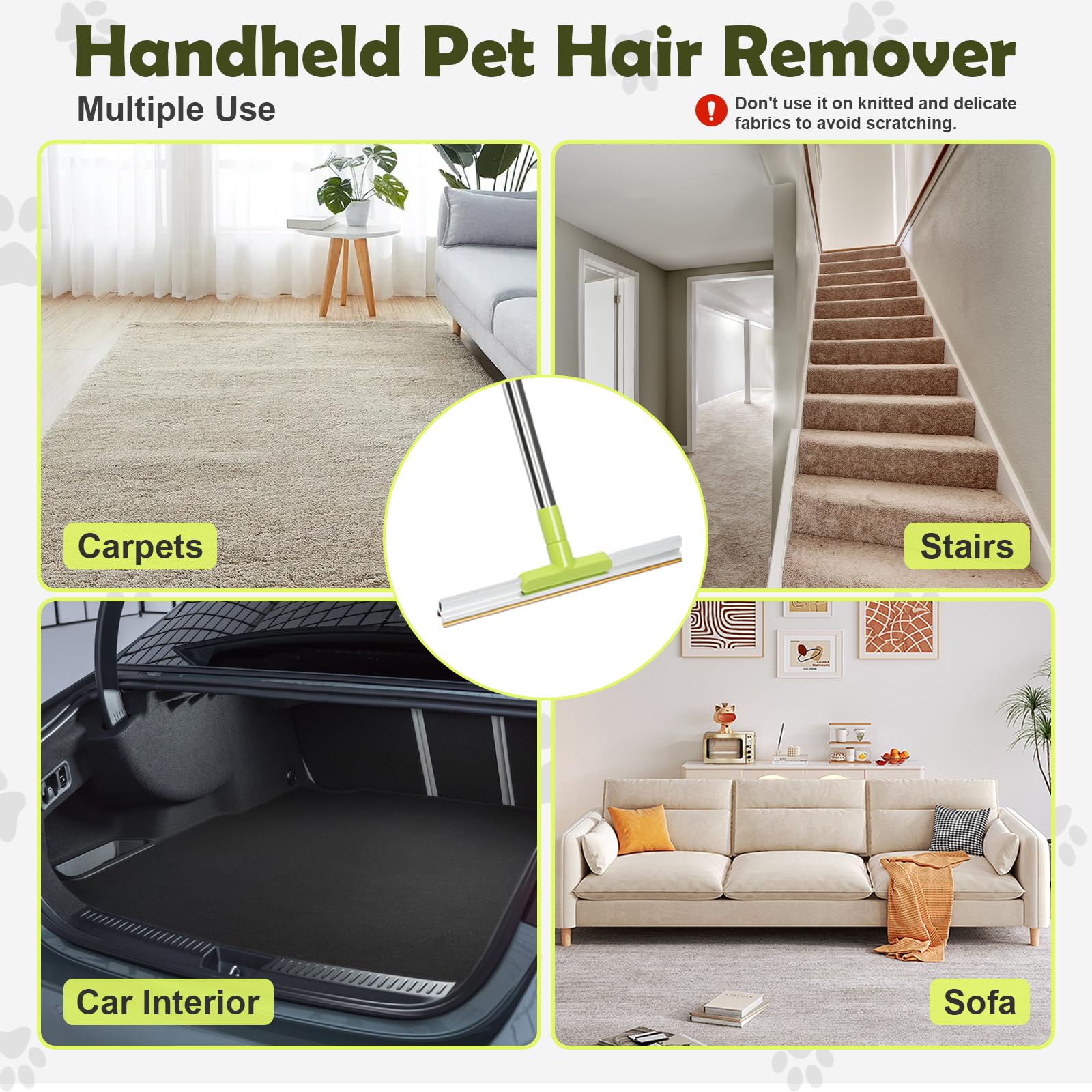MAVRIZ pet hair remover used on carpets, sofas, and car interiors.