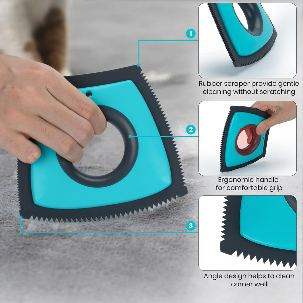 MAVRIZ Mini Pet Hair Removal Tool four-sided design reaches corners for thorough cleaning.