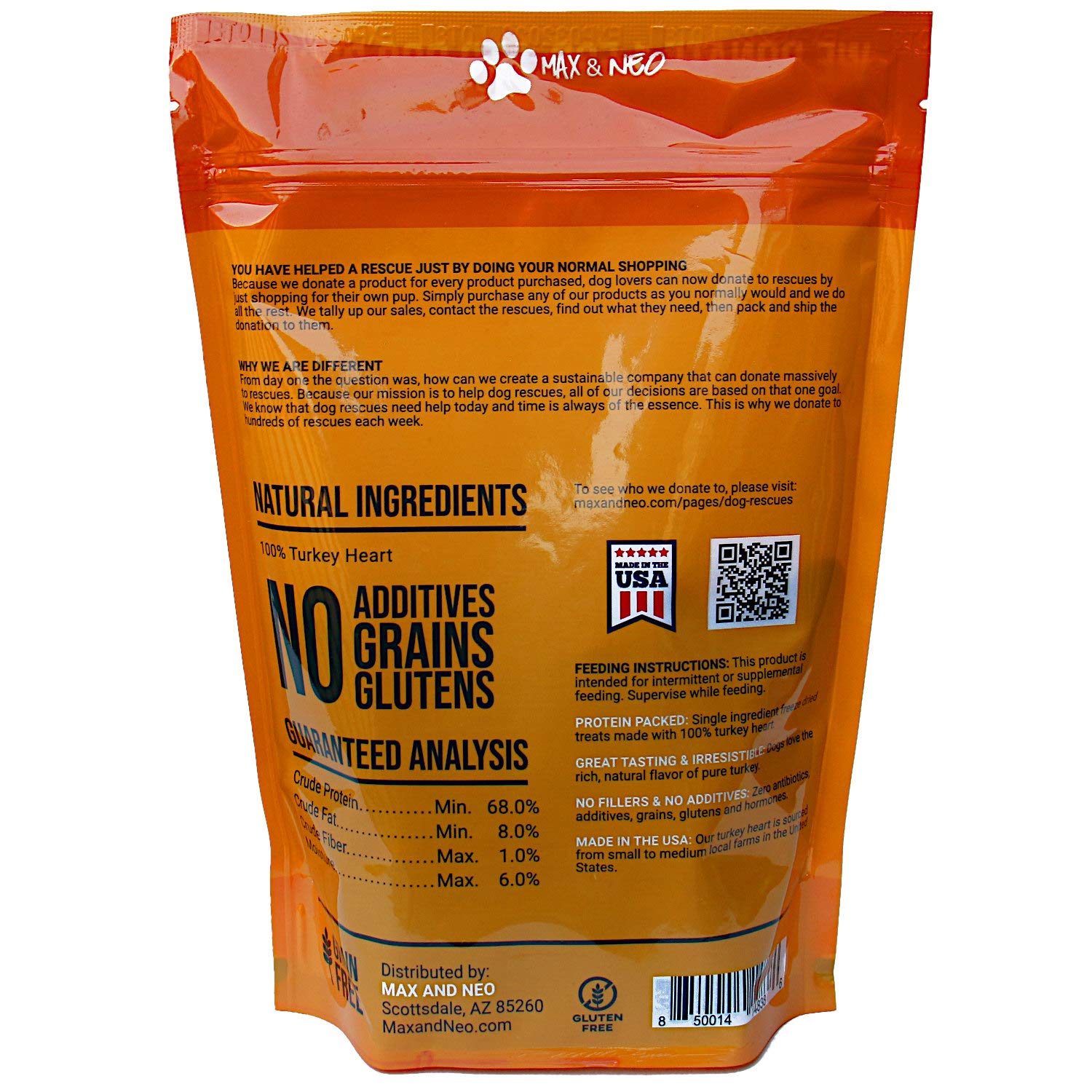 Max and Neo USA farm-raised turkey heart design demonstrates antibiotic-free, hormone-free, human-grade product