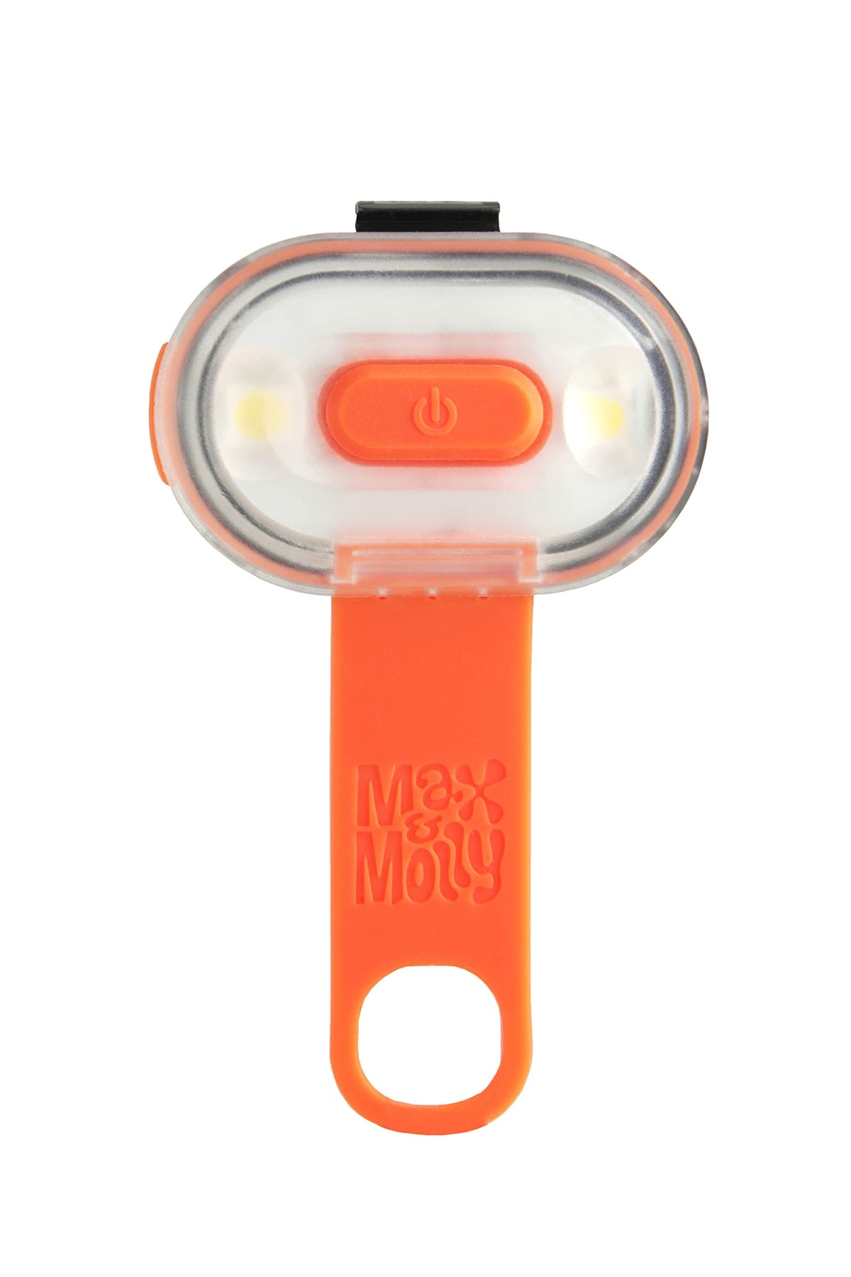 Max & Molly USB rechargeable LED light on dog collar boosts night visibility.