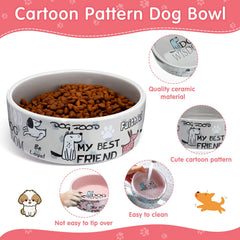 Maxcheck gray ceramic dog bowls close-up—sturdy design helps prevent tipping during meals.