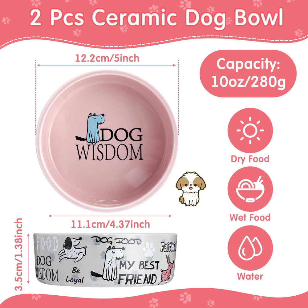 Maxcheck pink ceramic dog bowl close-up—smooth surface for easy cleaning and stable feeding.