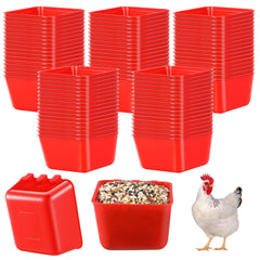 Maxdot cage cups 16 oz red hanging feeder in-use for birds and small pets