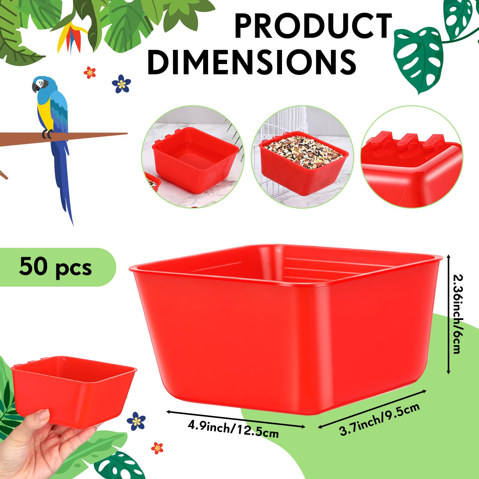 Maxdot cage cups bulk pack hanging feeder setup in cage