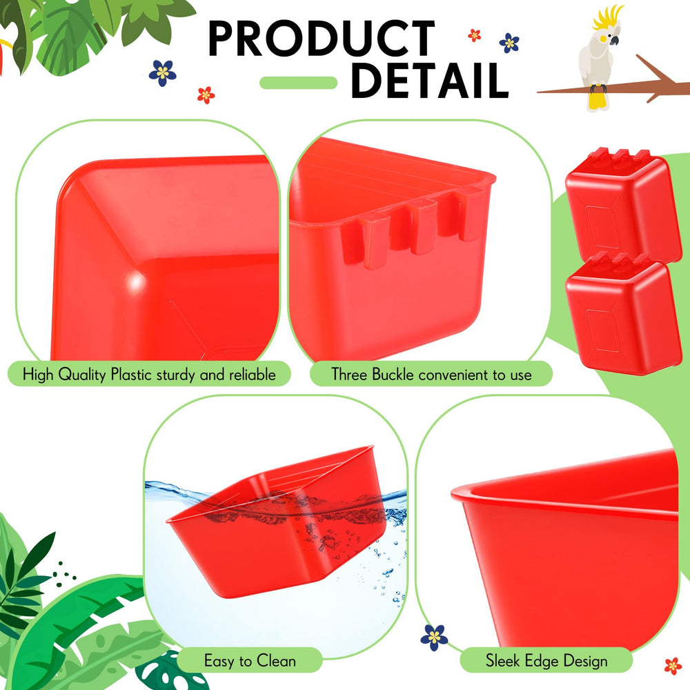 Maxdot red cage cup with hook for easy hanging in enclosure