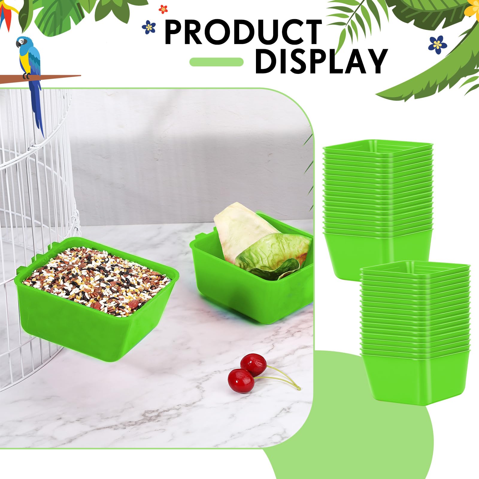 Maxdot cage cups inside cage setup ready for feeding