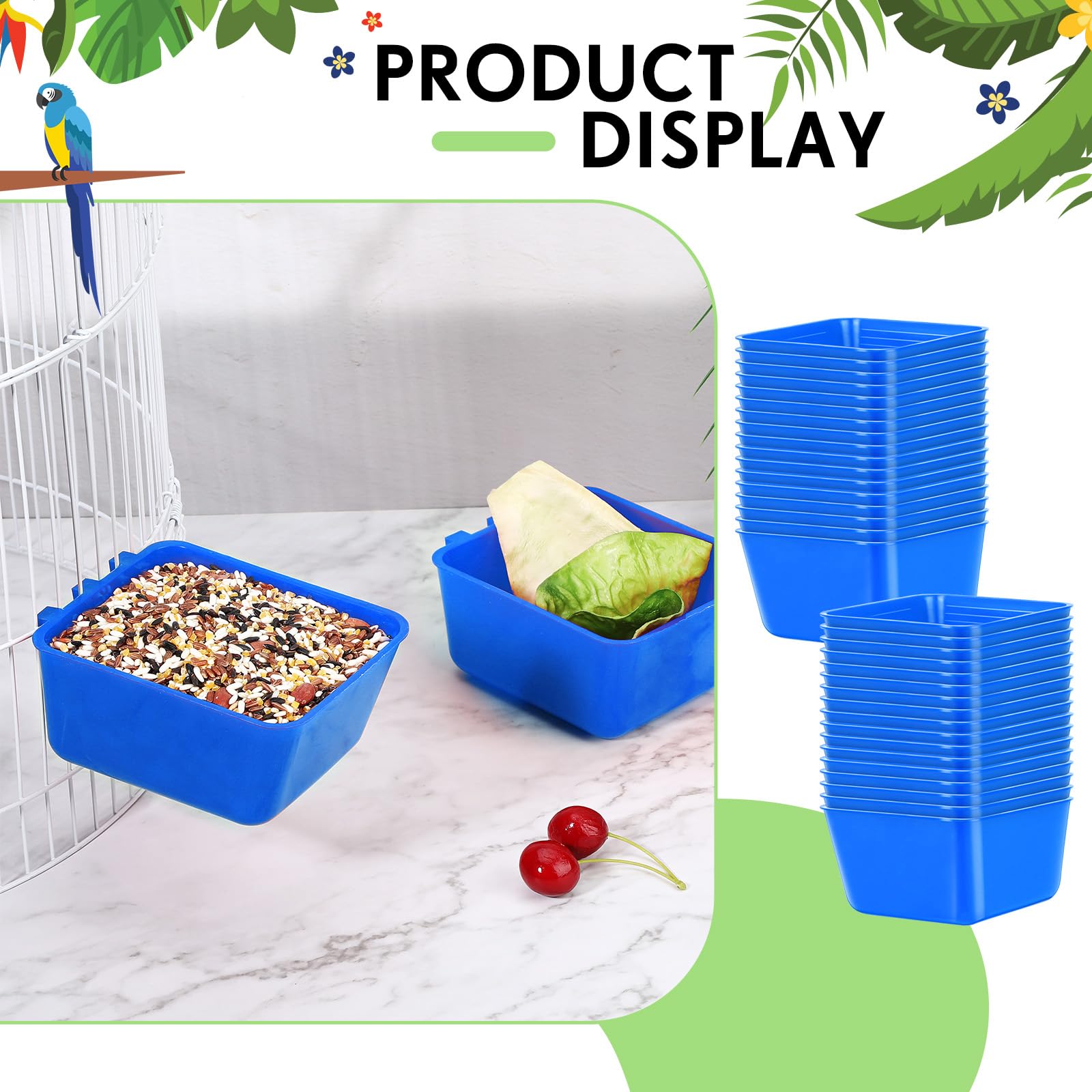 Maxdot gamefowl cups blue, durable plastic for long-lasting cage feeding