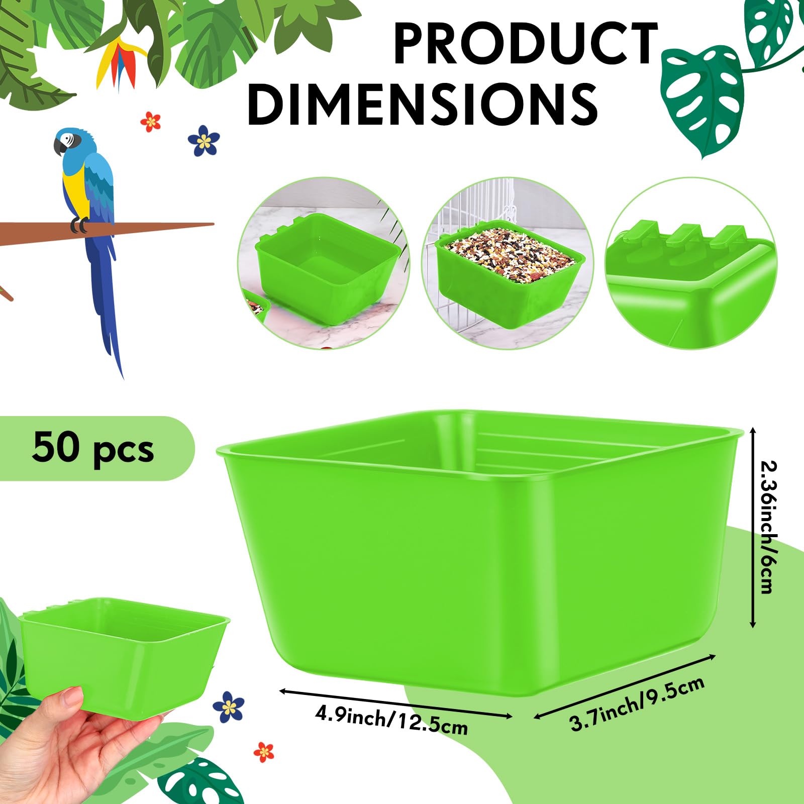 Maxdot hanging bird water bowl green ideal for easy hanging and wide-capacity hydration