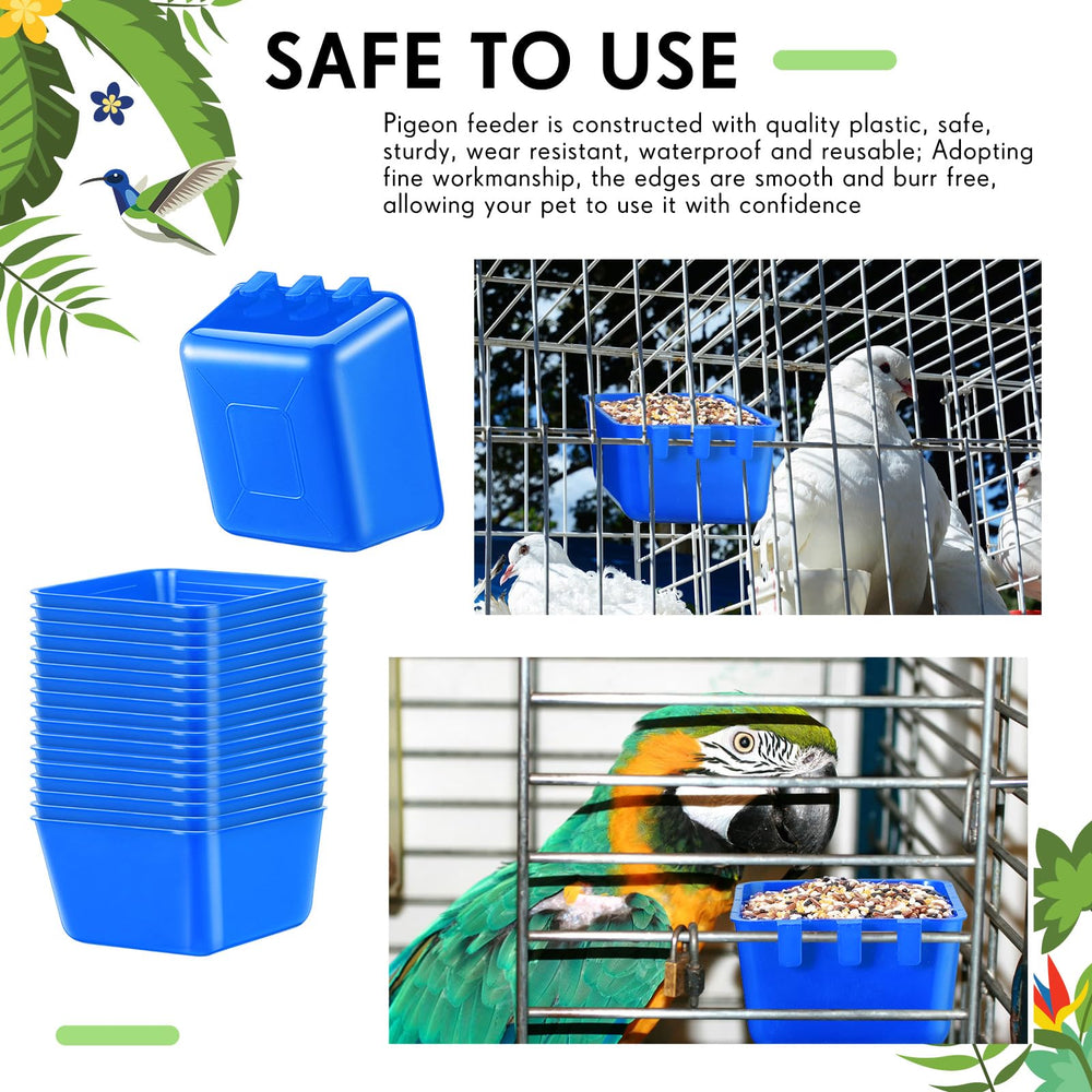Maxdot parrot-feeder cups hanging blue for stable feeding height