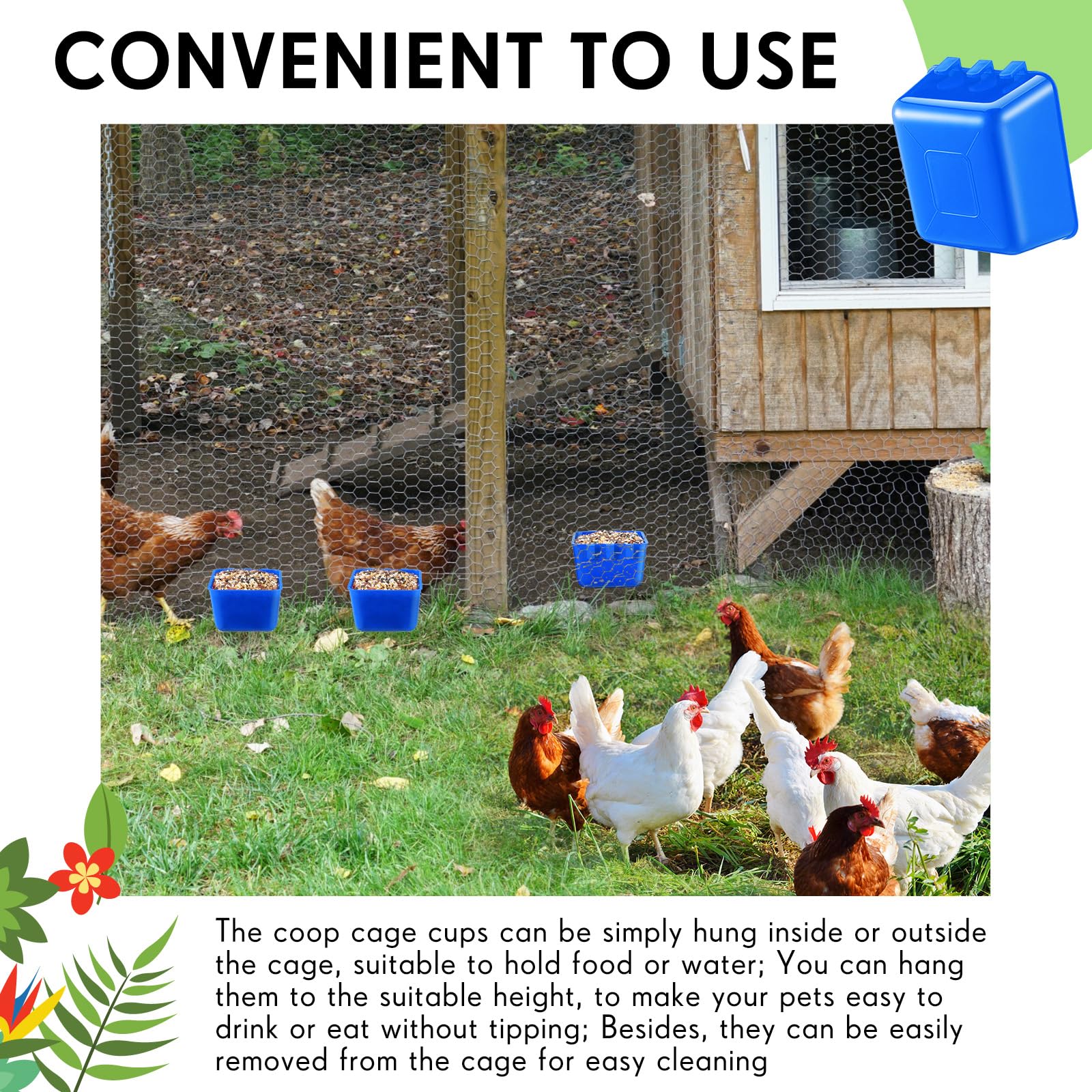 Maxdot poultry-cup accessory blue, versatile for birds and small pets