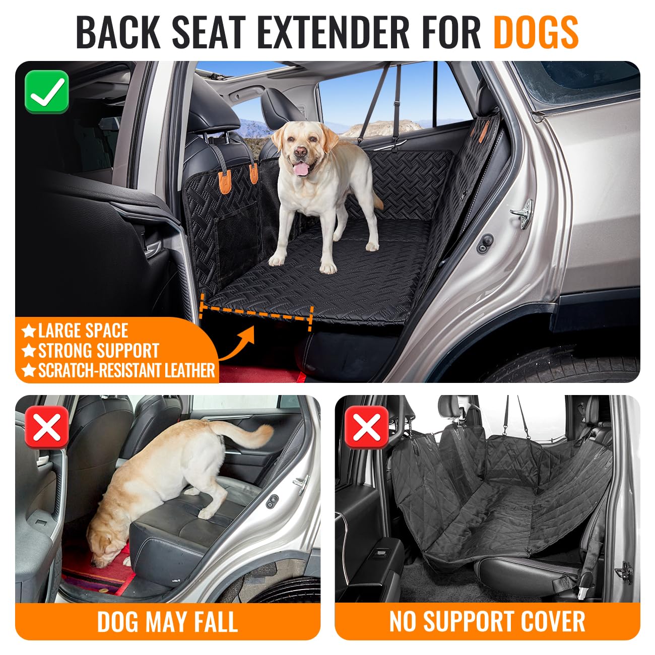 MAXFUT dog on back seat bed demonstrates a secure, roomy space during rides.