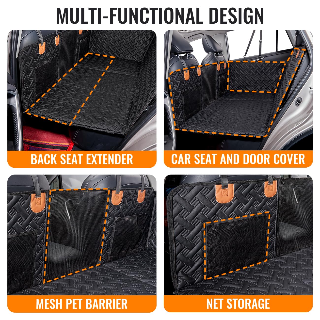MAXFUT seat and door protector close-up highlights scratch resistance for pets.