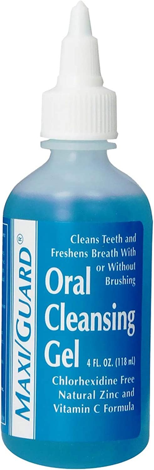 Maxi-Guard Oral Cleansing Gel bottle shown for easy daily pet dental care.