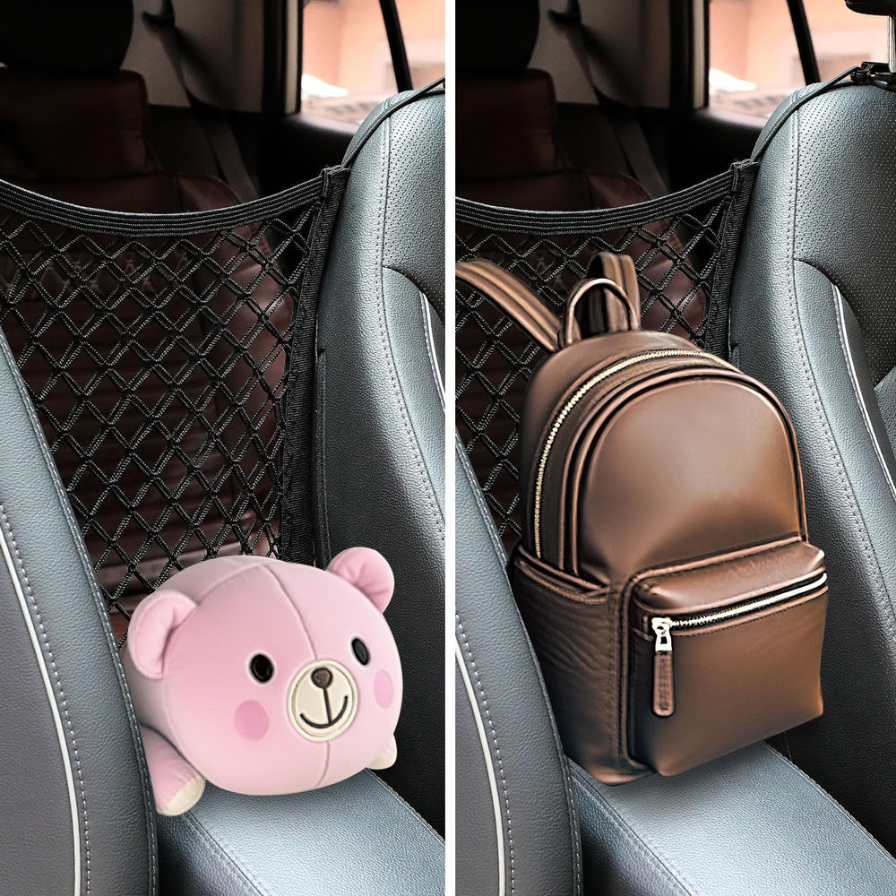 MAXIQI dog barrier storage pocket demonstrates organized essentials during travel