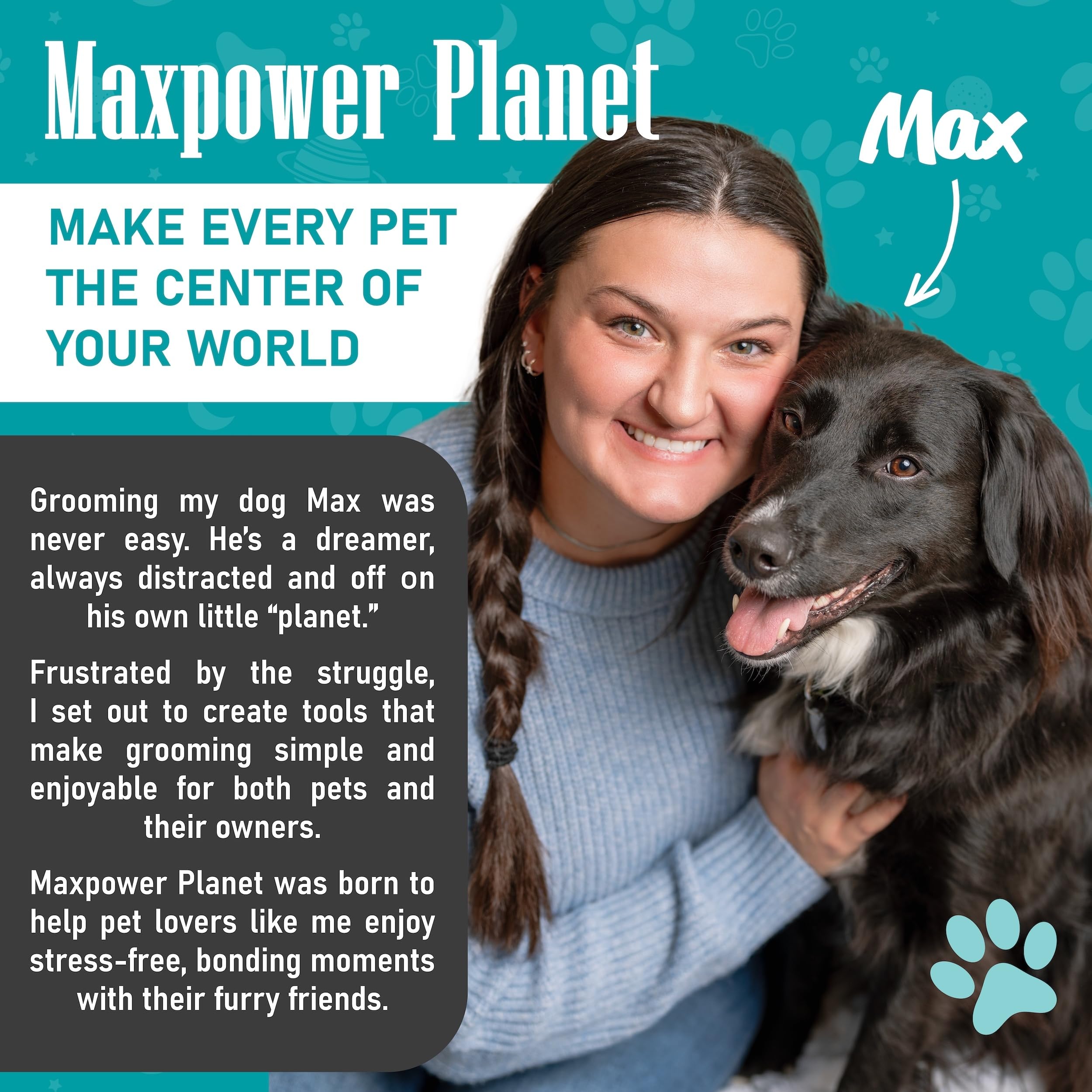 Maxpower Planet-after-groom-coat-shine reveals a well-groomed coat after brushing.