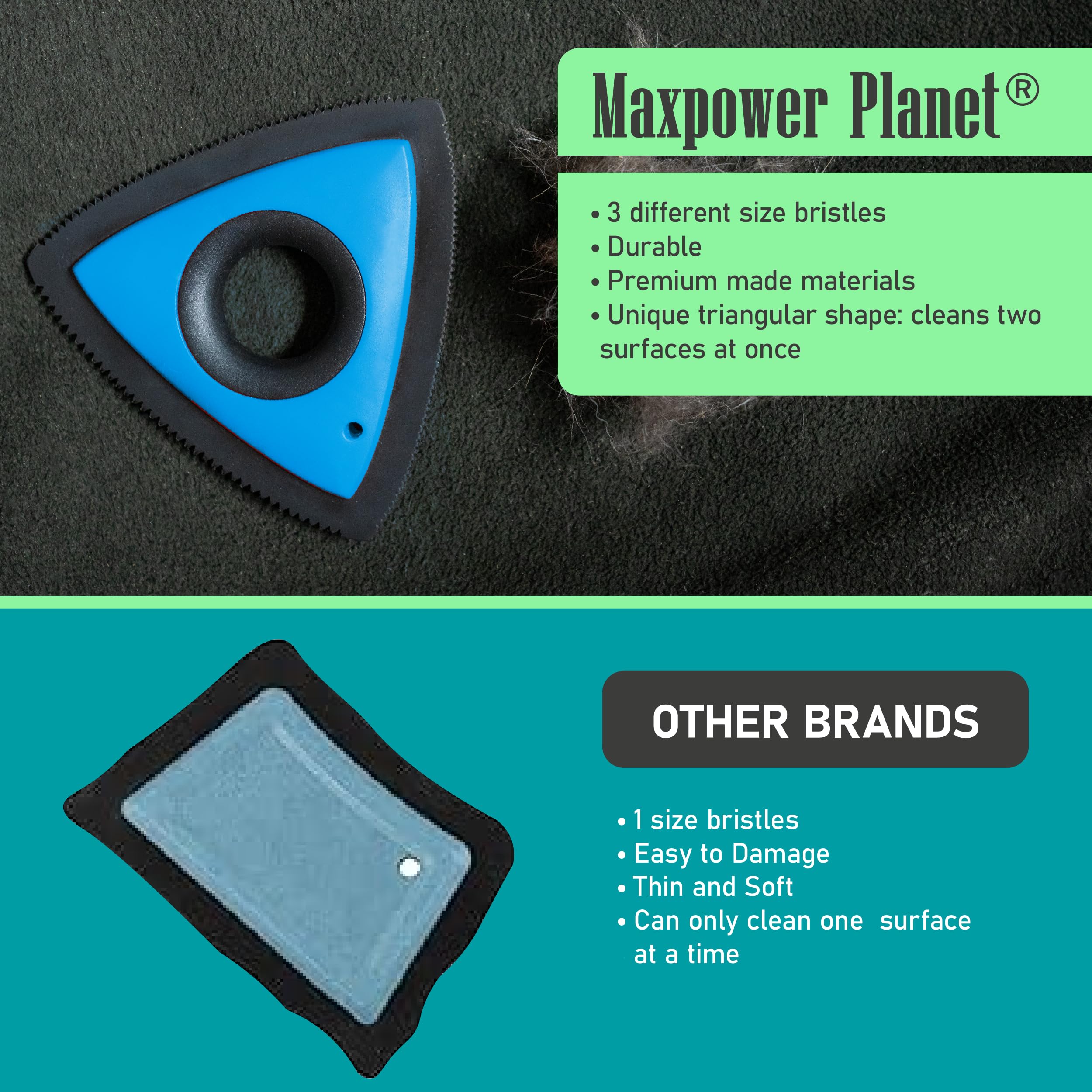Maxpower Planet car detailing tool in action lifting fur from seats