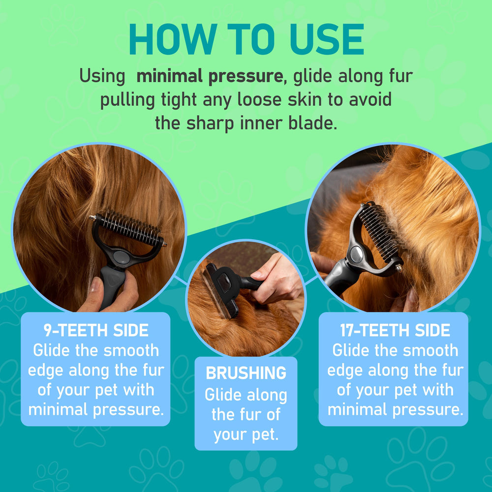 Maxpower Planet deshedding brush on dog coat reduces shedding