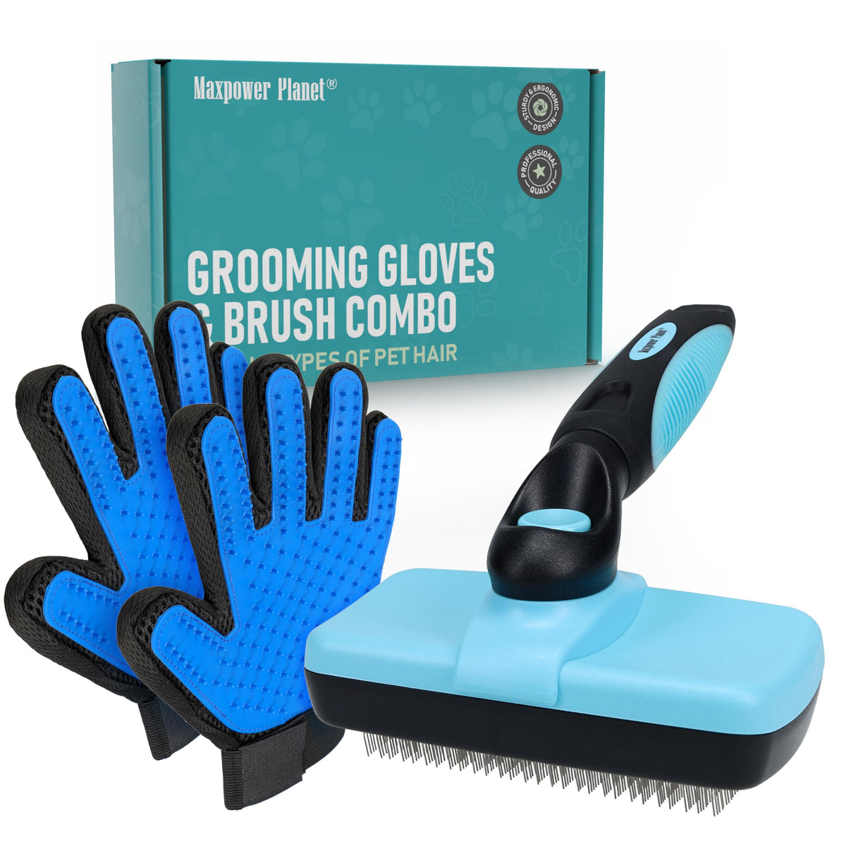 Maxpower Planet dual-sided brush for dogs and cats tackles mats and loose fur gently.