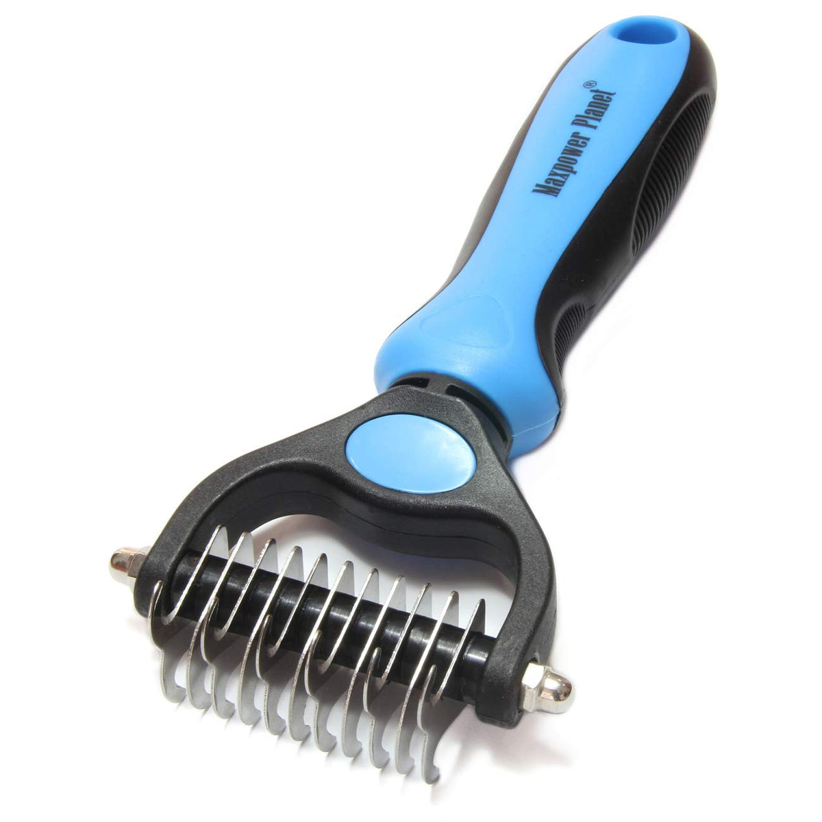 Maxpower Planet dual-sided dematting brush with 9 and 17 teeth for fast mats.