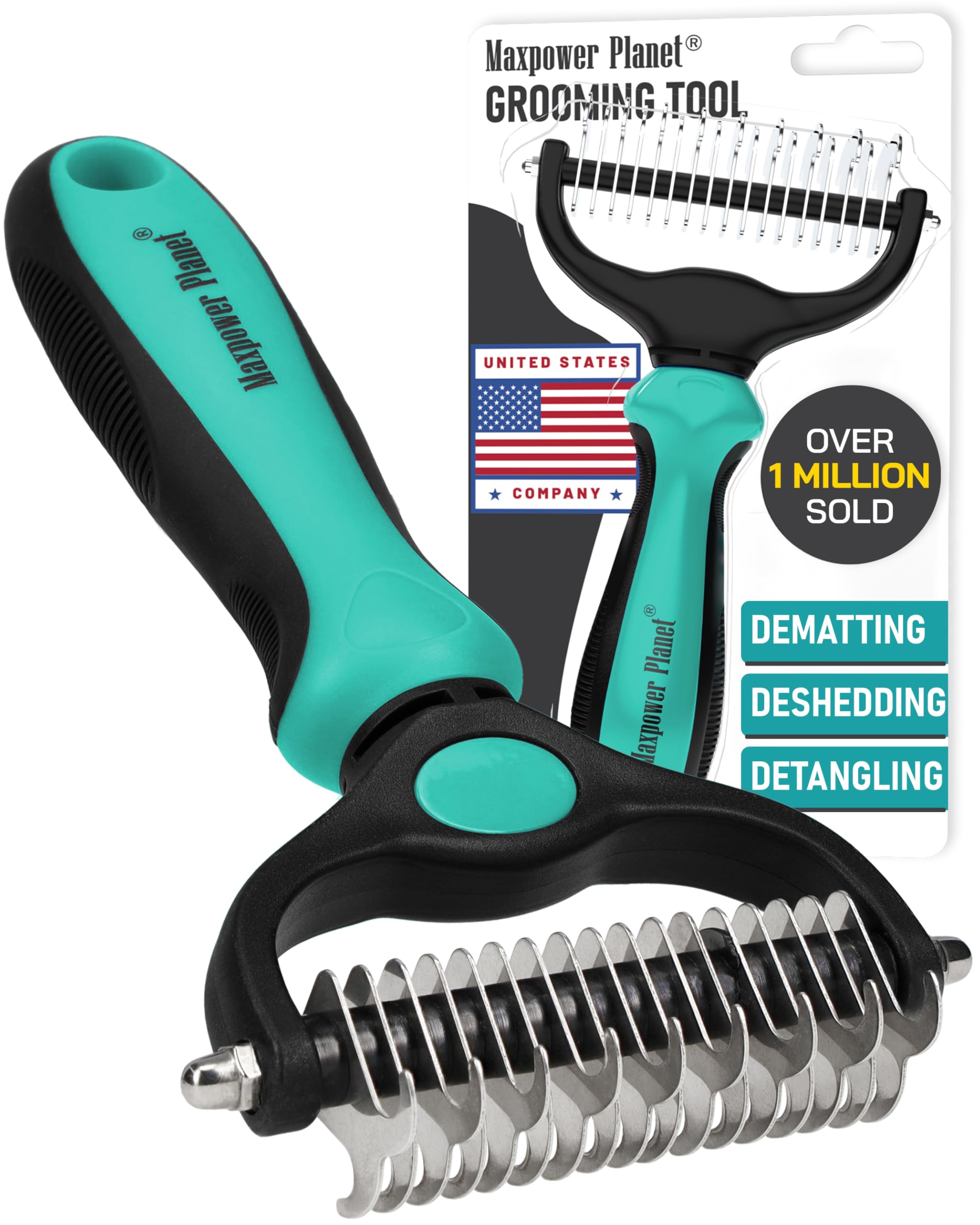 Maxpower Planet dual-sided brush with 9-teeth for mats and tangles.